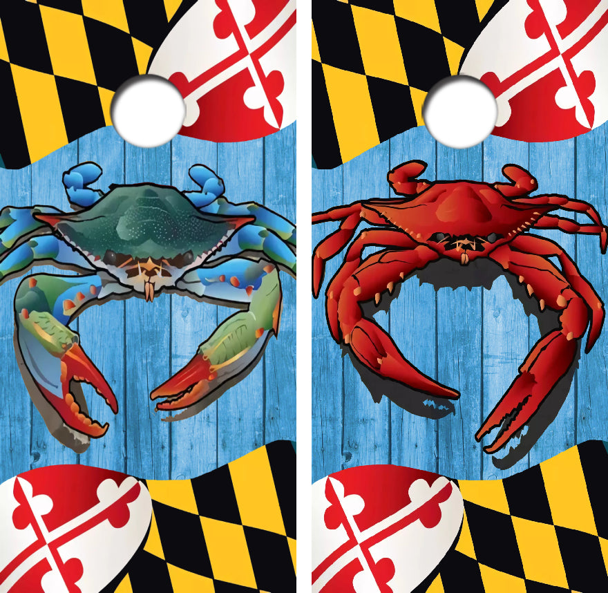 Maryland Crabs Cornhole Wrap Decal with Free Laminate Included