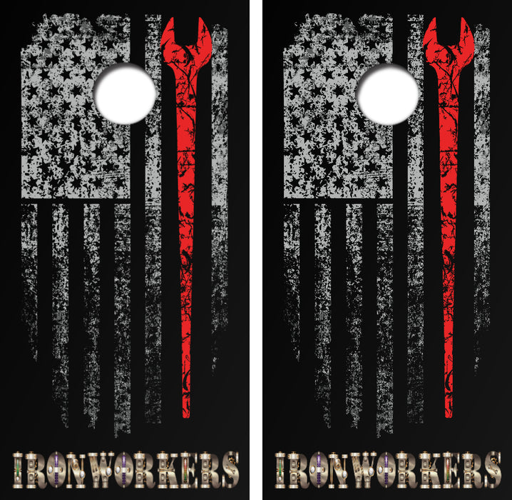 Ironworkers Cornhole Wrap Decal with Free Laminate Included