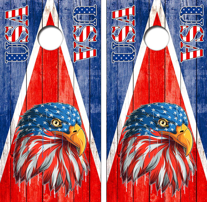 American Flag USA Eagle Cornhole Wrap Decal with Free Laminate Included