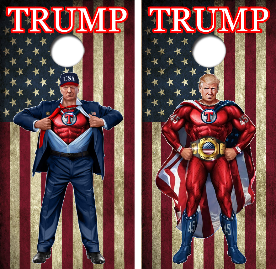Trump / Superman Trump Cornhole Wood Board Skin Wrap