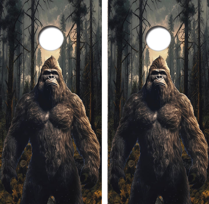 Bigfoot In The Woods Cornhole Board Skin Wraps FREE LAMINATE