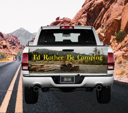 I'd Rather Be Camping Tailgate Wrap Vinyl Graphic Decal Sticker