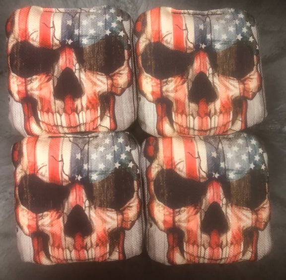 American Flag Skull Backyard Cornhole Bags Set of 4