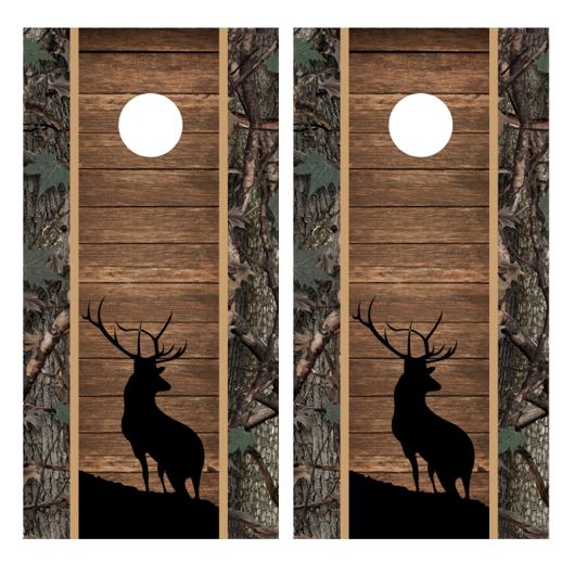 Deer Silhouette Cornhole Wood Board Skin Wraps FREE LAMINATE