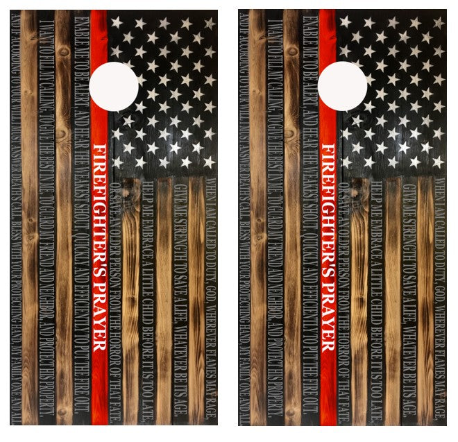 Firefighter Prayer Cornhole Wrap Decal with Free Laminate Included