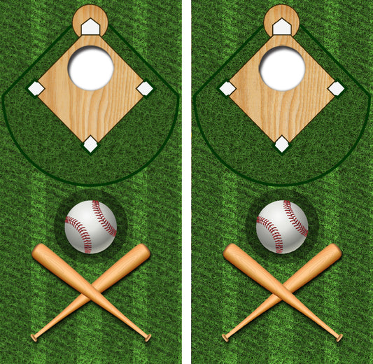 Baseball Field Cornhole Wrap Decal with Free Laminate Included