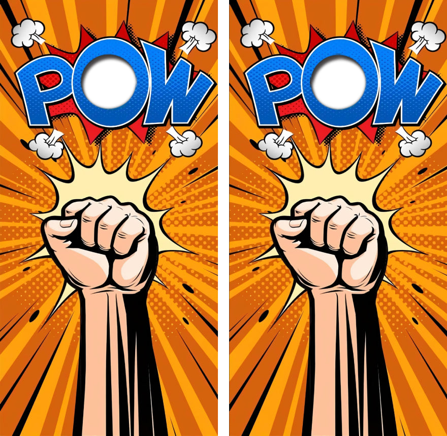 POW Fist Pointing Cornhole Wrap Decal with Free Laminate Included