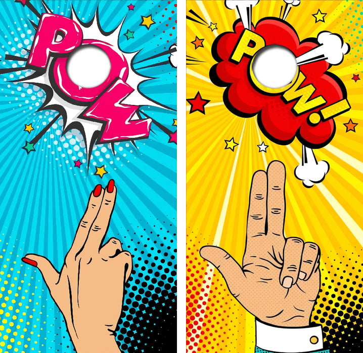 POW Finger Pointing Cornhole Wrap Decal with Free Laminate Included