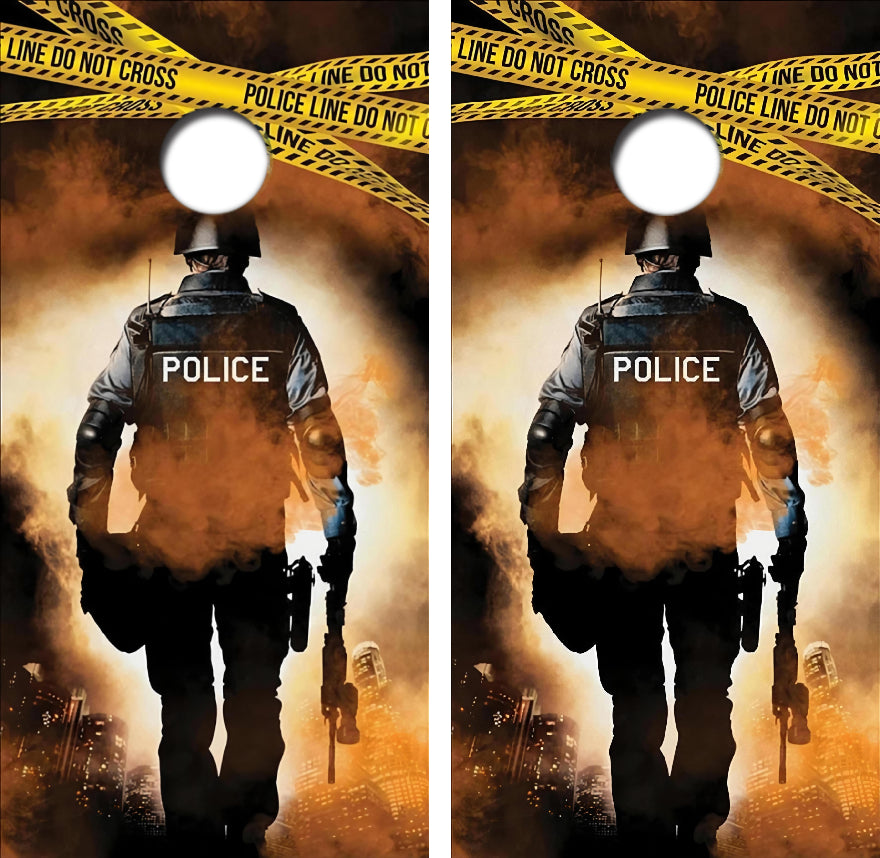 Police Officer Cornhole Wrap Decal with Free Laminate Included