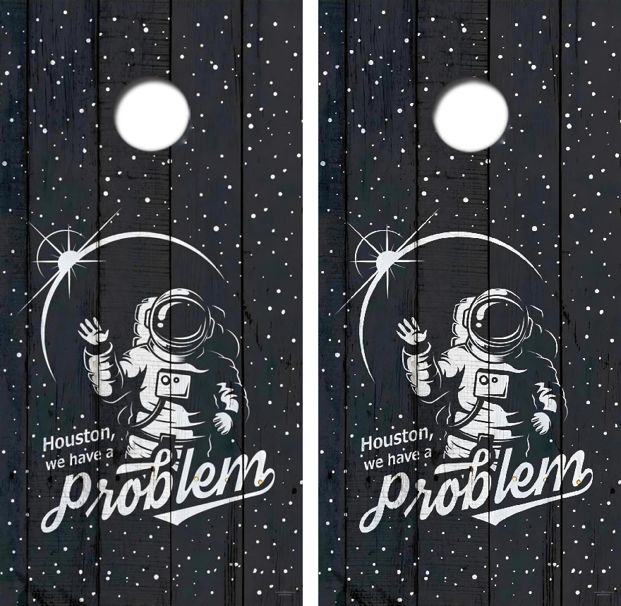 Houston We Have A Problem Cornhole Wrap Decal with Free Laminate Included