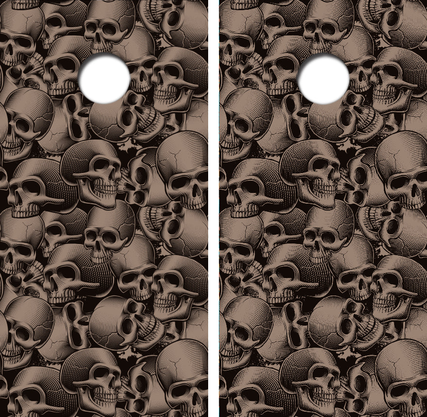 Seemless Skulls Cornhole Wrap Decal with Free Laminate Included