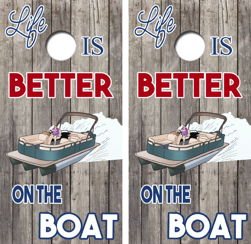 Life Is Better On The Boat Cornhole Wrap Decal with Free Laminate Included