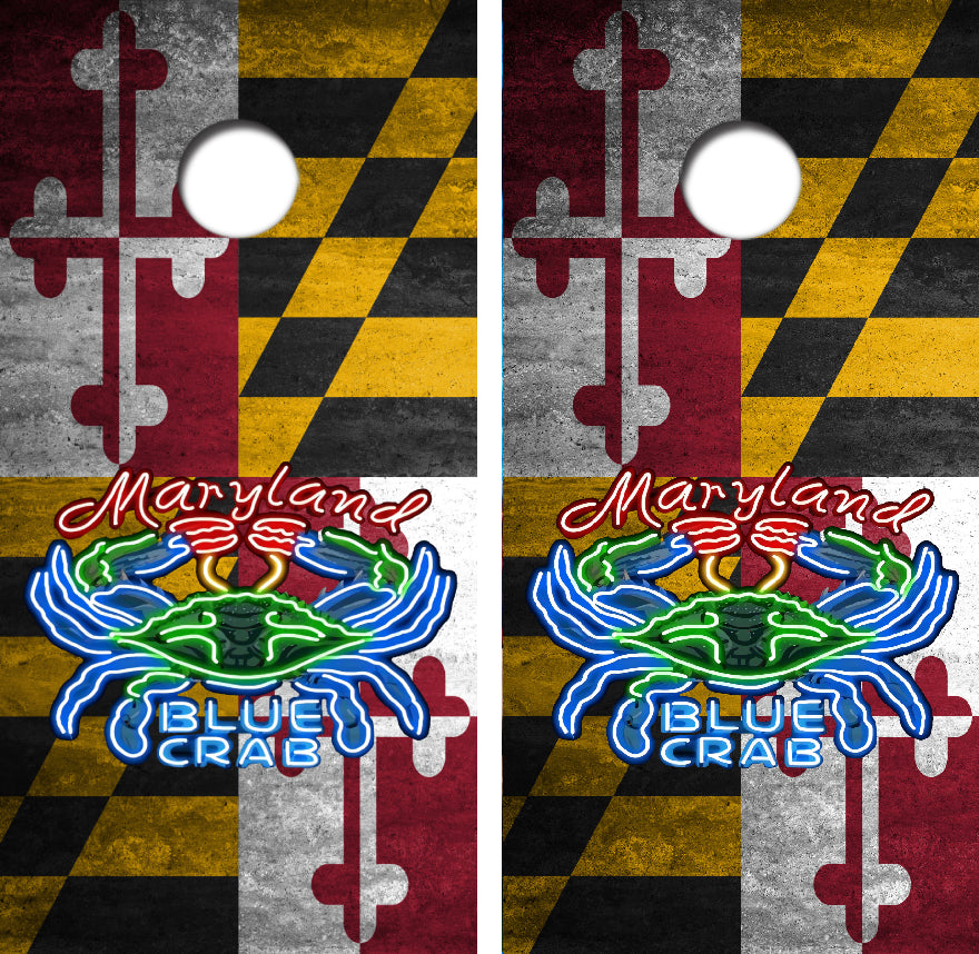 Maryland Blue Crab Cornhole Wrap Decal with Free Laminate Included