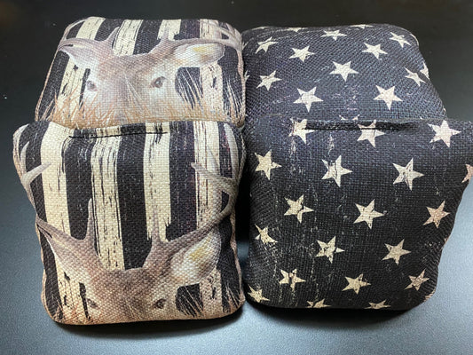 Deer Stars and Stripes Backyard Cornhole Bags Set of 8