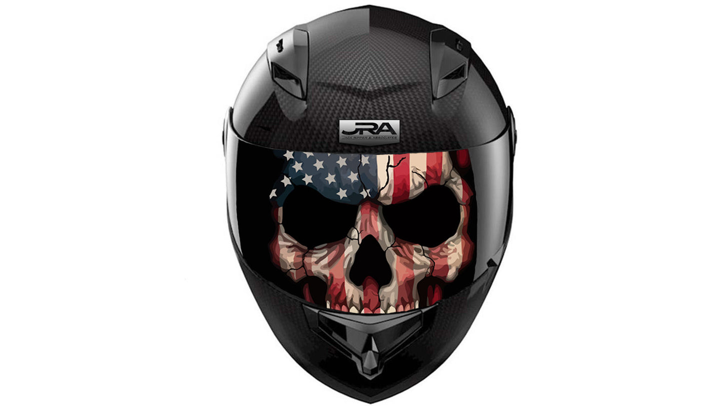 American Flag Skull Visor Decal Universal Fits All Sport Bike Helmet Visors