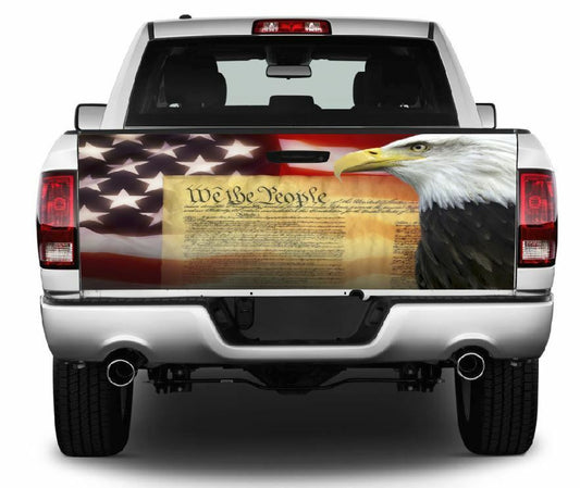 We The People, Eagle, Flag Tailgate Wrap Vinyl Graphic Decal Sticker