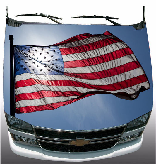 Patriotic American Flag Hood Wrap Vinyl Graphic Decal Sticker Wrap Car or Truck