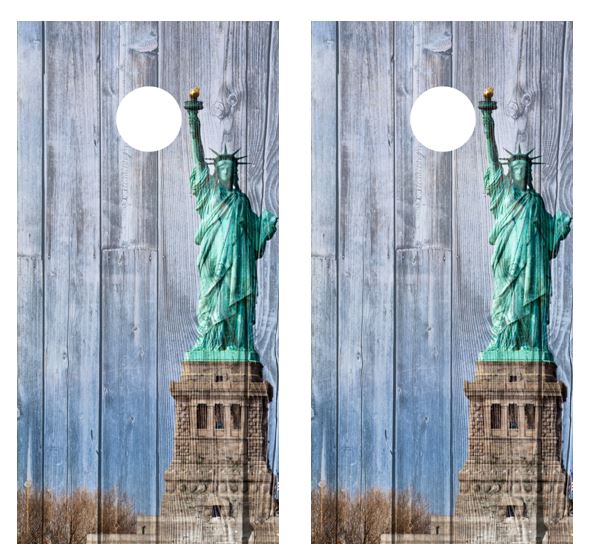 Statue of Liberty Cornhole Board Wraps FREE LAMINATE