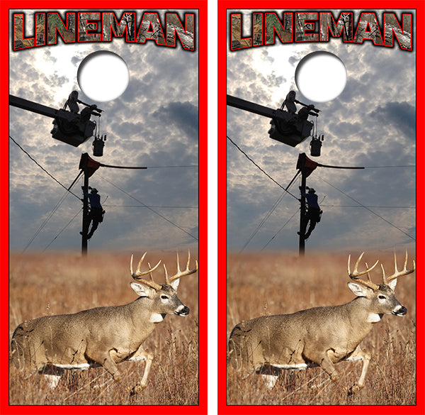 Lineman Deer Hunter Cornhole Wood Board Skin Wraps FREE LAMINATE