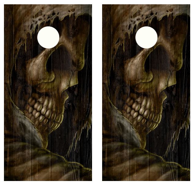 Grim Reaper Barnwood Cornhole Wood Board Wrap