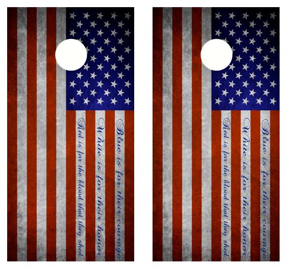 Blue Is For Their Courage.. Flag Cornhole Wood Board Skin Wrap
