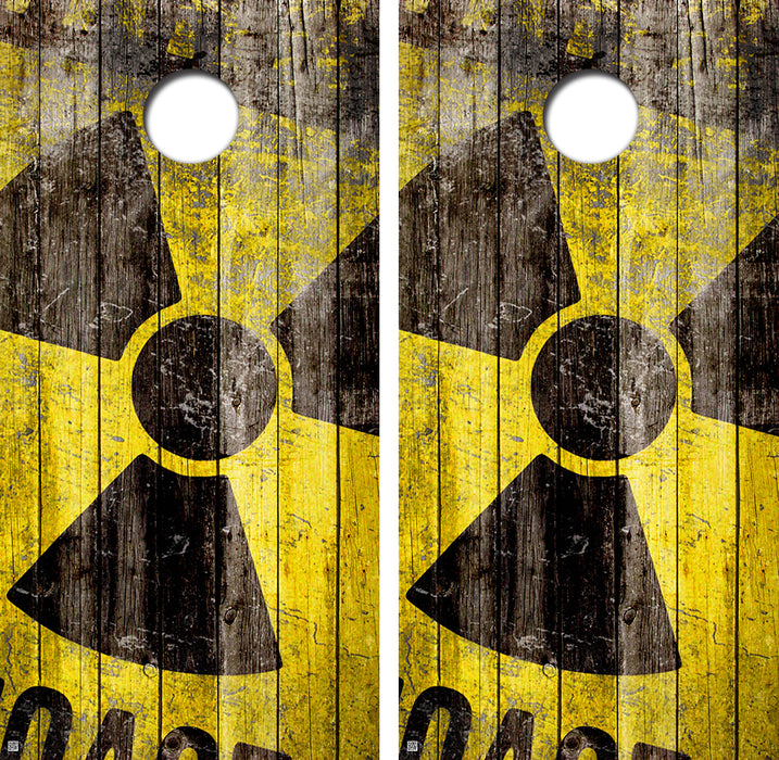Radioactive Vintage Style Cornhole Board Skin Wraps FREE LAMINATE