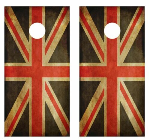 Grunge United Kingdom Flag Cornhole Wood Board Skin Wrap