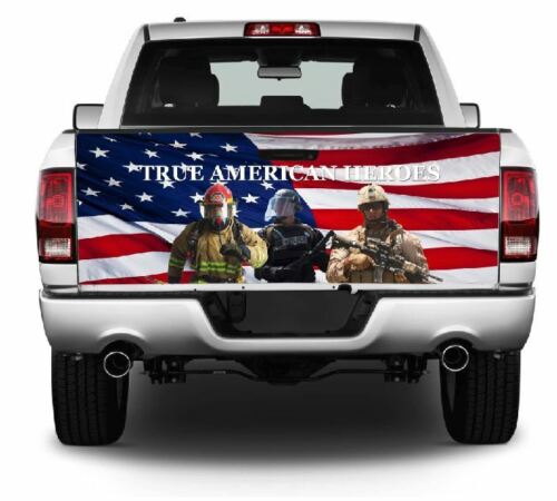 True American Heros American Flag Truck Tailgate Wrap Vinyl Graphic Decal Sti