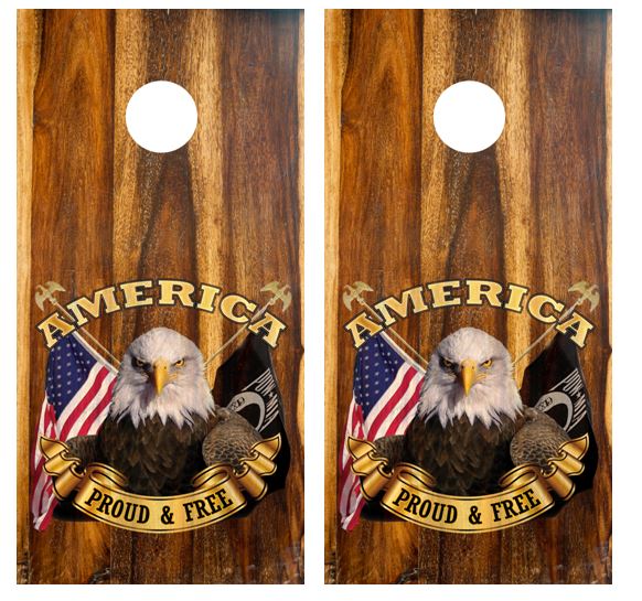 American Proud & Free Cornhole Wood Board Skin Wrap