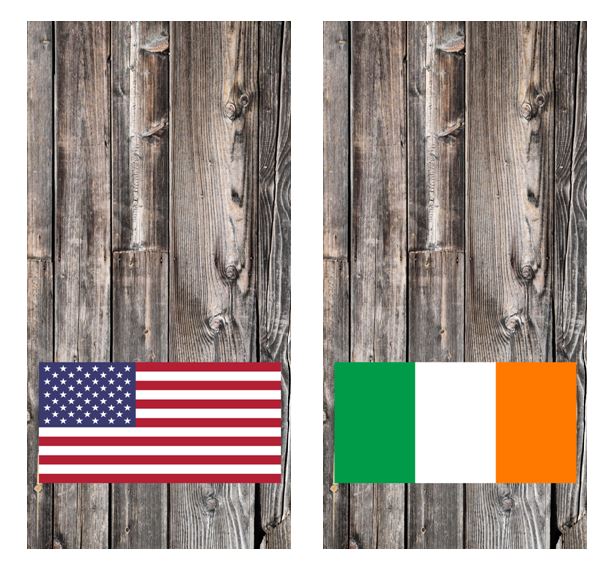 American & Irish Flag Barnwood Cornhole Wood Board Skin Wrap