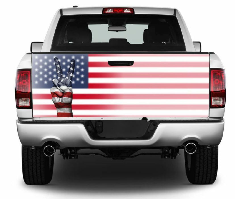 Peace Sign American Flag Truck Tailgate Wrap Vinyl Graphic Decal Sticker