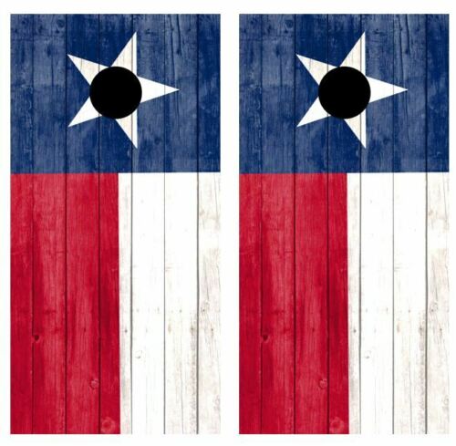 Texas State Flag Rustic Barnwood Cornhole Wood Board Skin Wraps FREE L