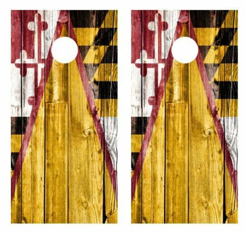Maryland Themed Barnwood Cornhole Wood Board Skin Wrap