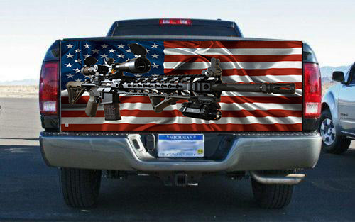 American Flag Sniper Rifle Truck Tailgate Wrap Vinyl Graphic Decal Sticker