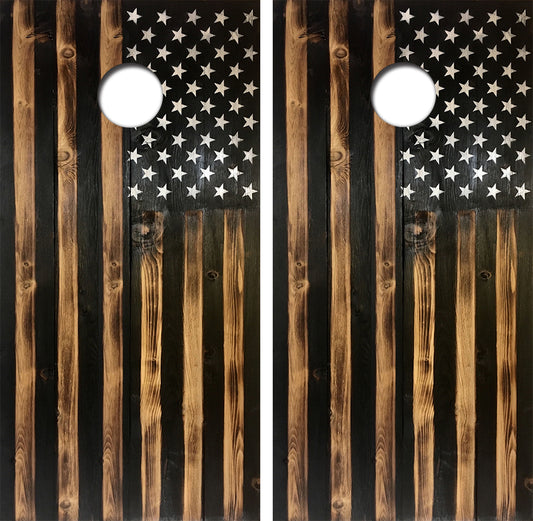 Wood American Flag Cornhole Wood Board Skin Wraps FREE LAMINATE