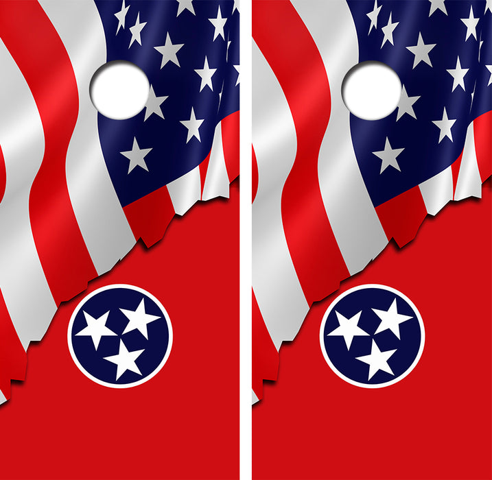American Flag/Tennessee Flag Cornhole Wood Board Skin Wraps FREE LAMINATE