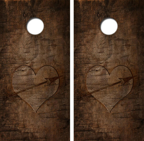 Love Heart Cornhole Wood Board Skin Wrap