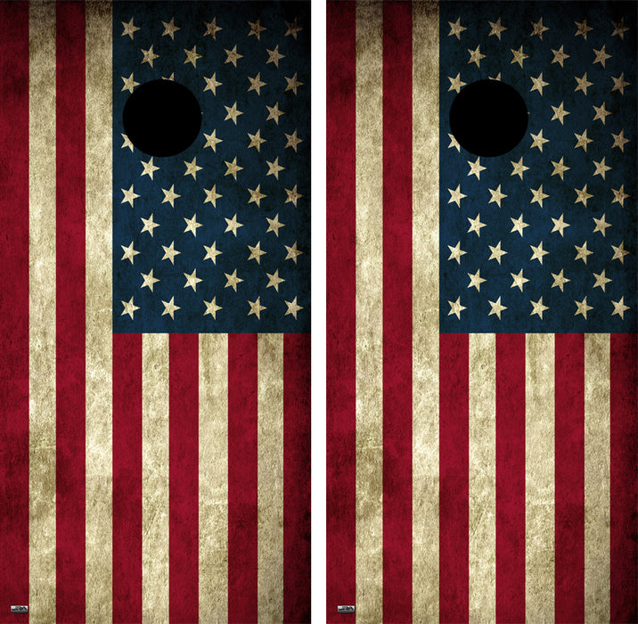 U.S Flag Vintage Cornhole Board Skin Wrap FREE LAMINATE