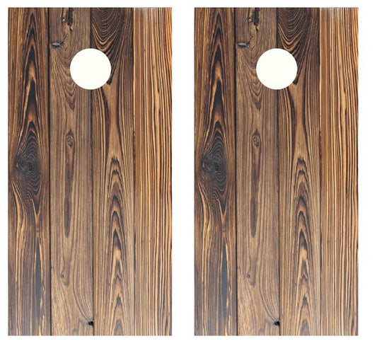 Dark Stained Wood Planks Cornhole Wood Board Skin Wrap