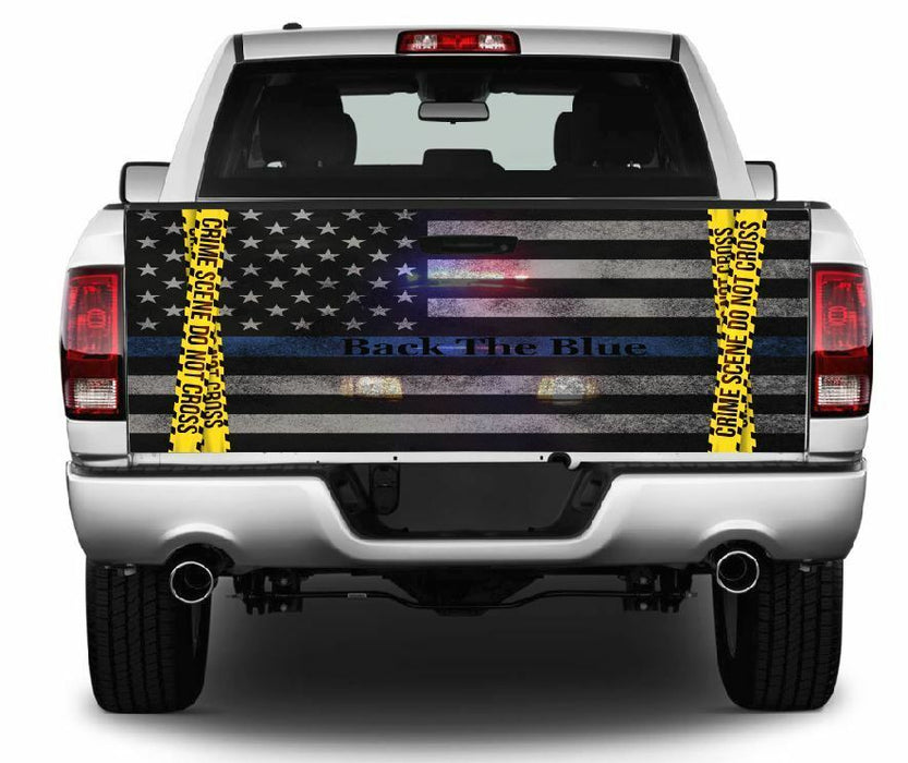 Back The Blue Truck Tailgate Wrap Vinyl Graphic Decal Sticker