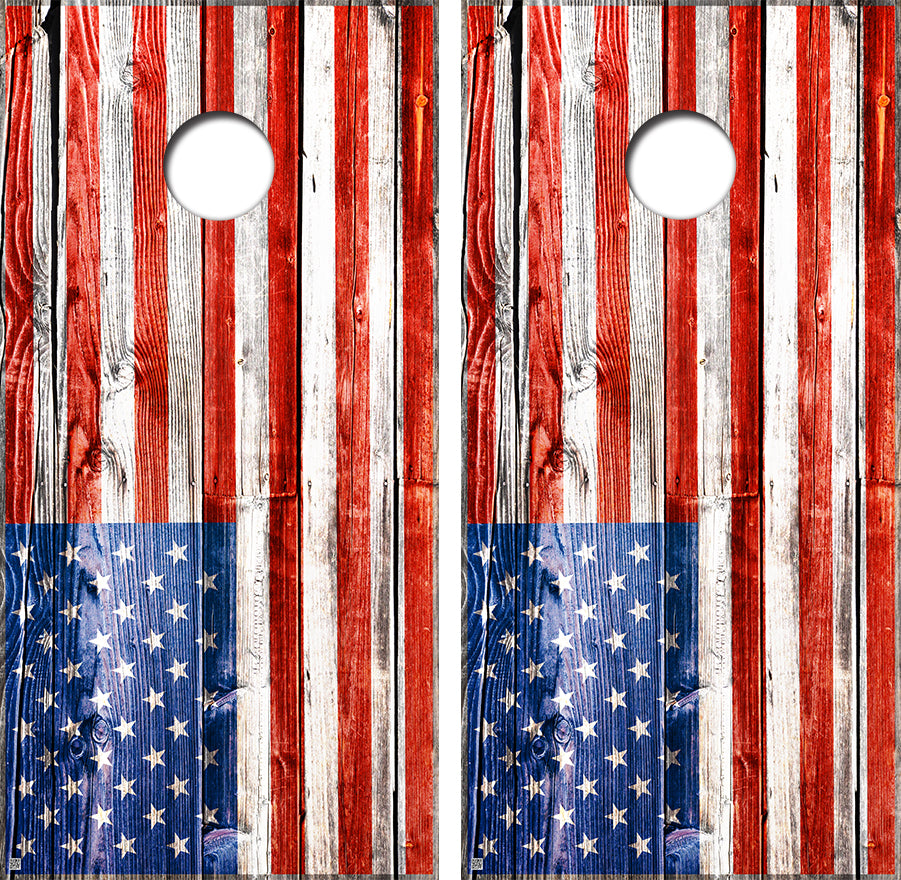 Vintage American Flag Cornhole Board Skin Wraps FREE LAMINATE