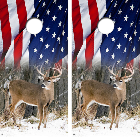 Buck American Flag Cornhole Board Wraps FREE LAMINATE