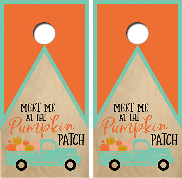 Meet Me At The Pumpkin Patch Cornhole Wrap Decal with Free Laminate Included