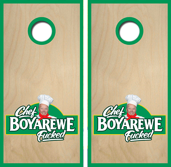 Chef Boyarewe Fucked Cornhole Wrap Decal with Free Laminate Included