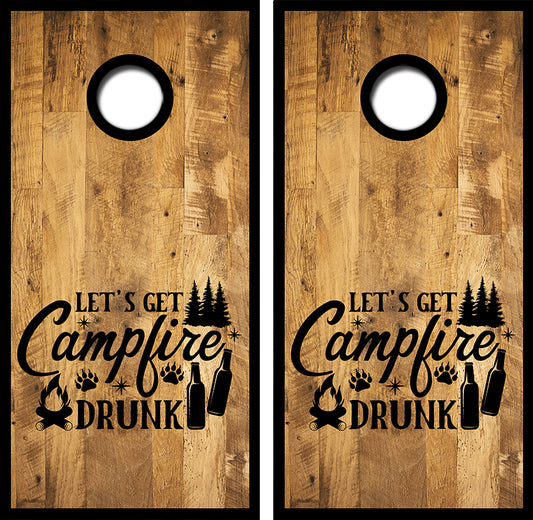 Camp Fire Drunk Cornhole Wrap Decal with Free Laminate Included