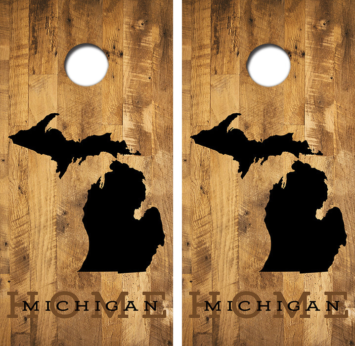 Michigan Home Cornhole Wrap Decal with Free Laminate Included