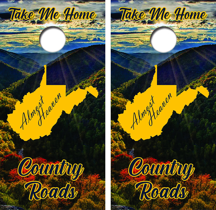 Take Me Home West Virginia Cornhole Wrap Decal with Free Laminate Included
