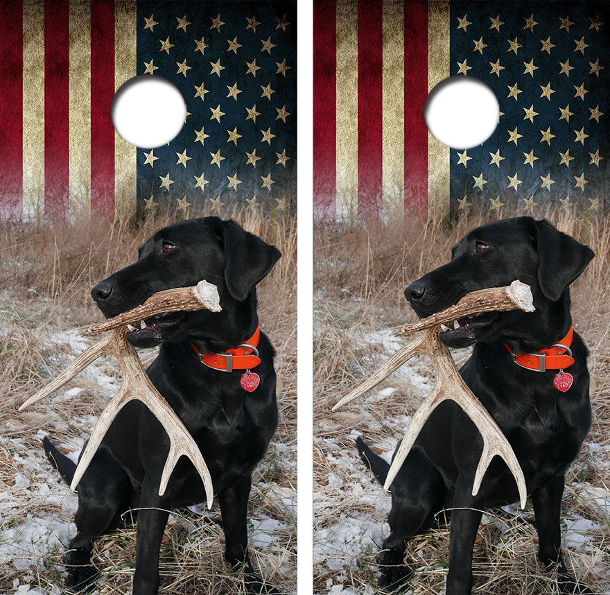 Shed Hunting Labrador Retriever Cornhole Wrap Decal with Free Laminate Included