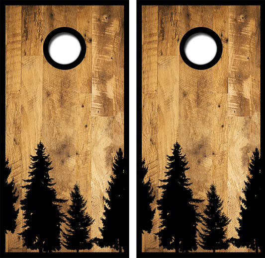 Pine Tree Forest Cornhole Wrap Decal with Free Laminate Included