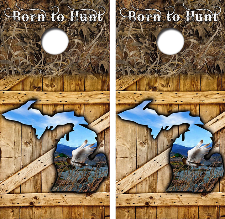 Born To Duck Hunt Cornhole Wrap Decal with Free Laminate Included